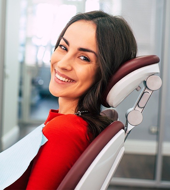 Woman at dental office for teeth whitening treatment