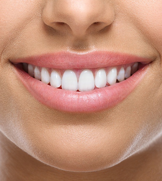 Closeup of beautiful smile after teeth whitening