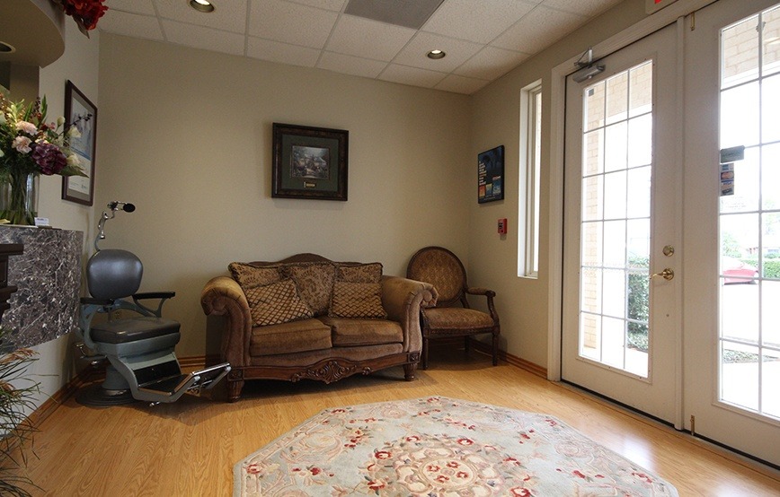 Comfortable chairs in dental office waiting room