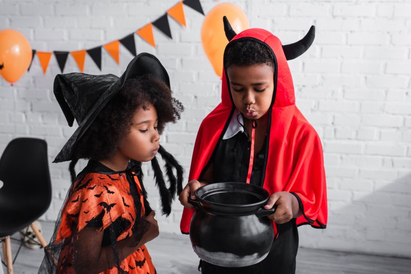 kids in Flower Mound wearing Halloween costumes